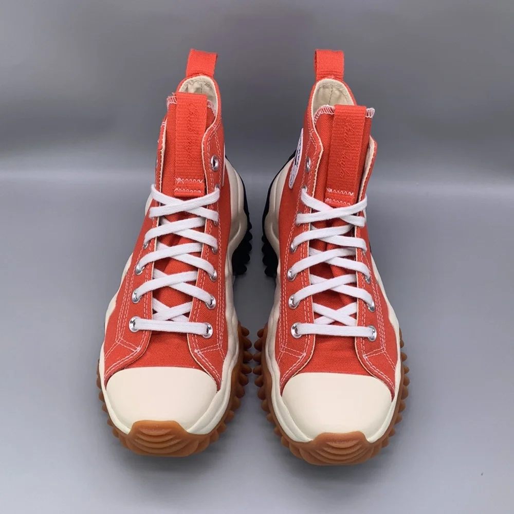 Converse Orange, White & Black Platform Run Star Hike Motion High Top Sneakers